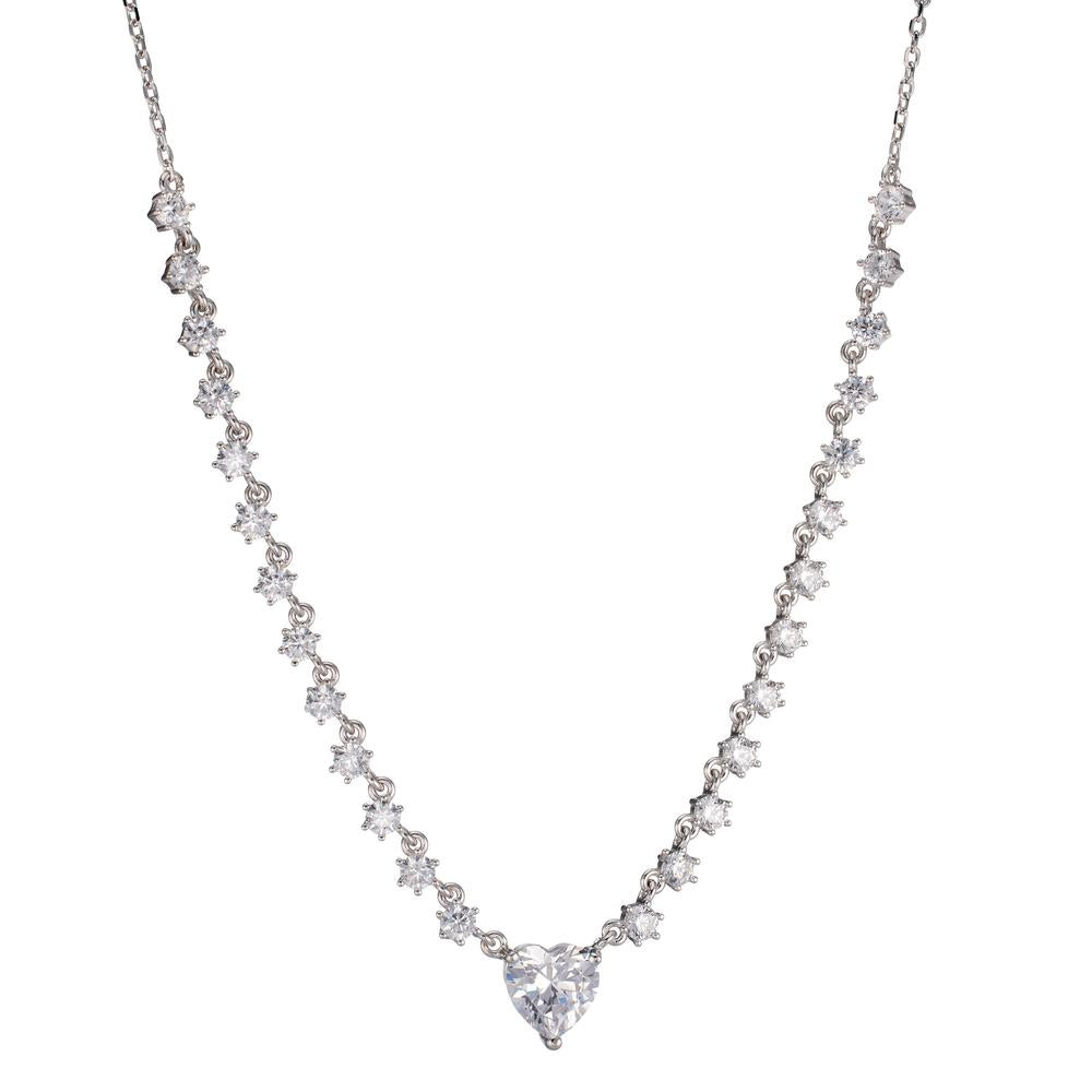 Collier Argent Zircone Rhodié Coeur 36-41 cm