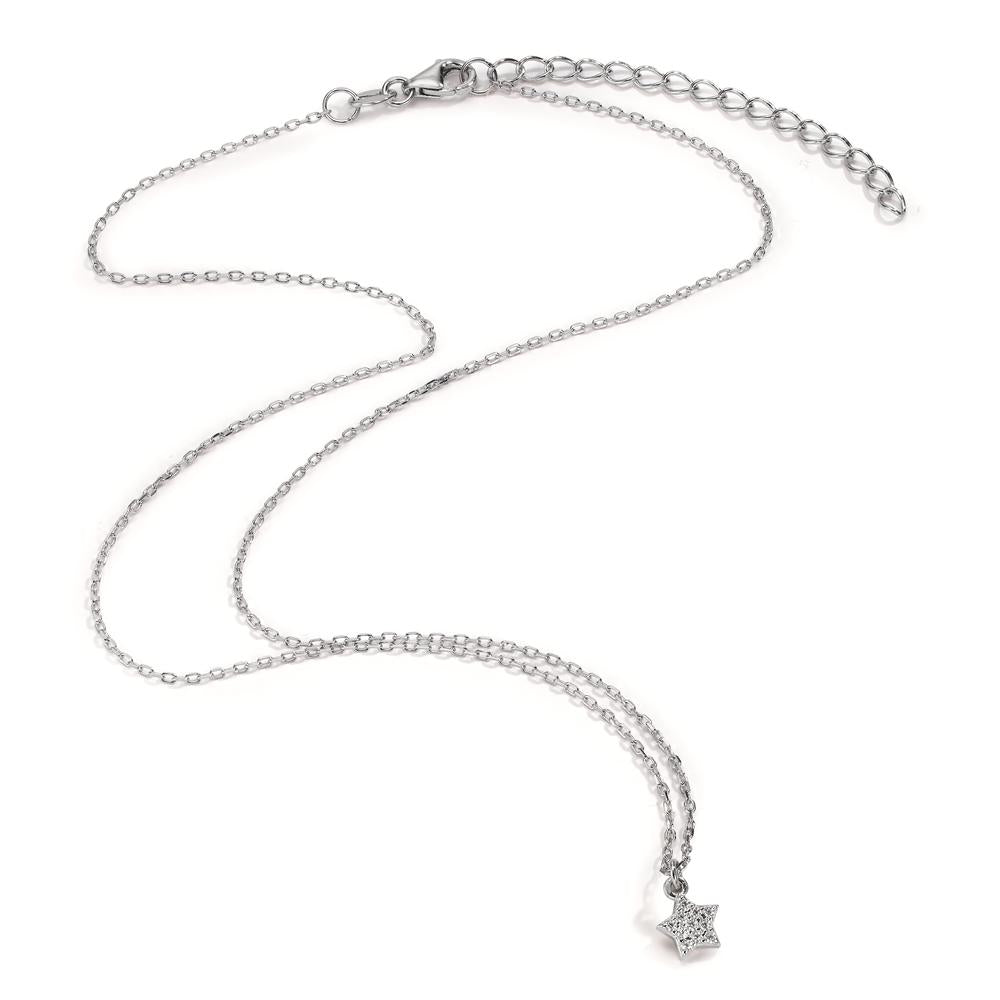 Collier Argent Zircone Rhodié Étoile 39-44 cm