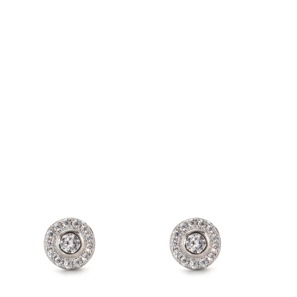 Stud earrings Silver Zirconia Rhodium plated Ø6 mm