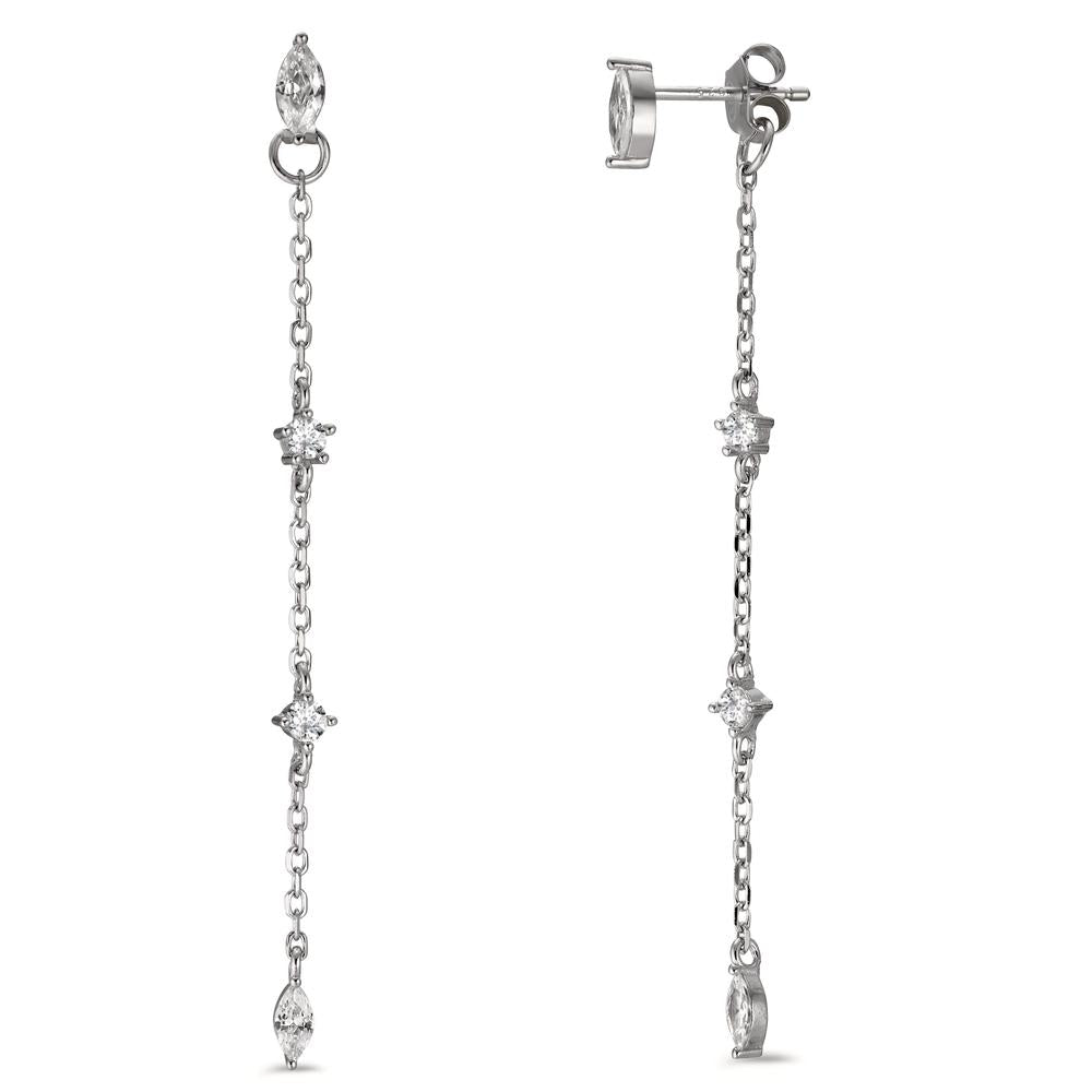 Drop Earrings Silver Zirconia 8 Stones Rhodium plated