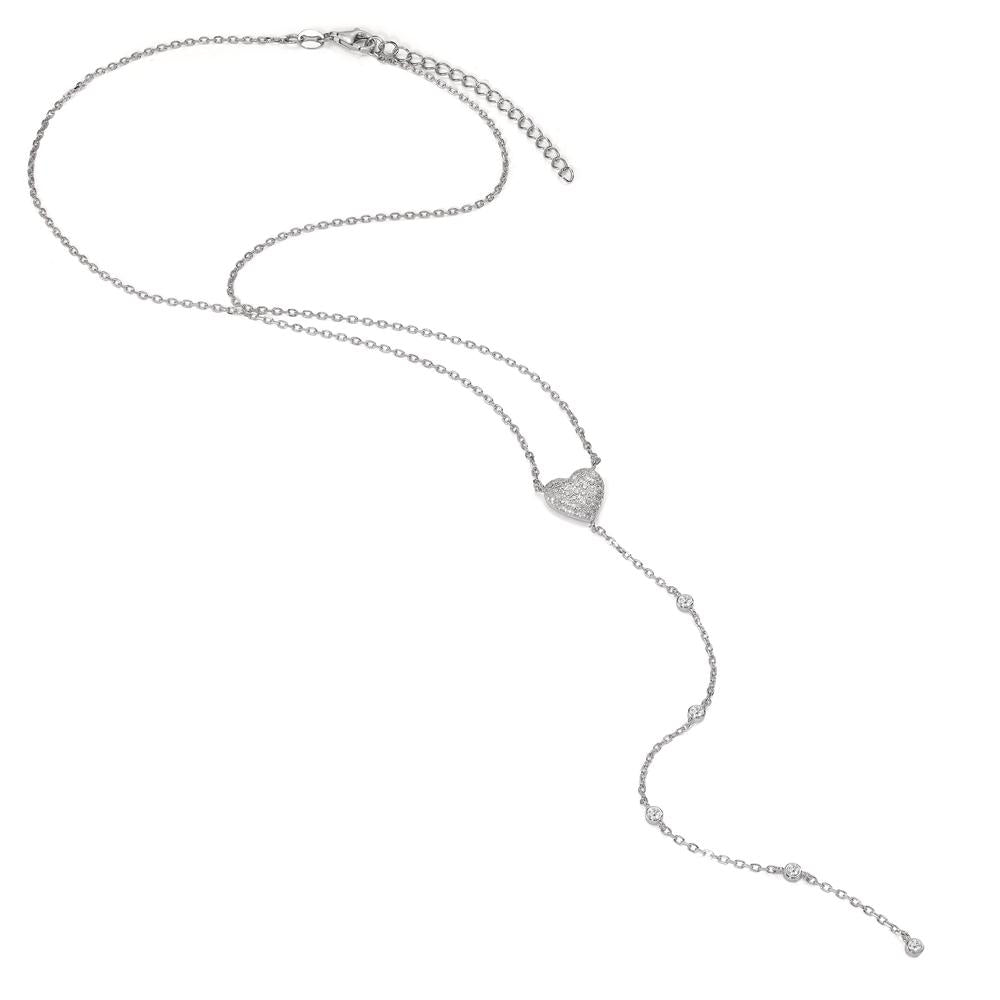 Collar Plata Circonita Rodio plateado Corazón 41-46 cm