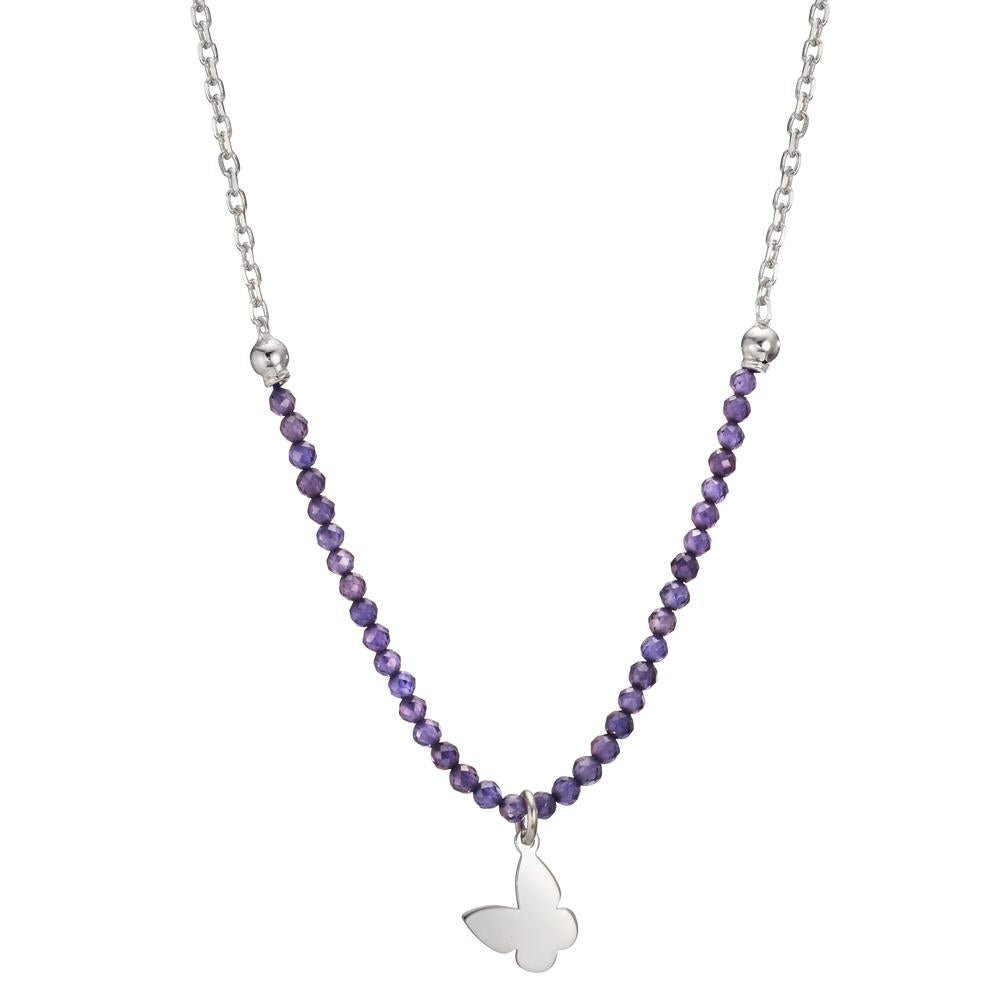 Collier Silber Kristall violett rhodiniert Schmetterling verstellbar