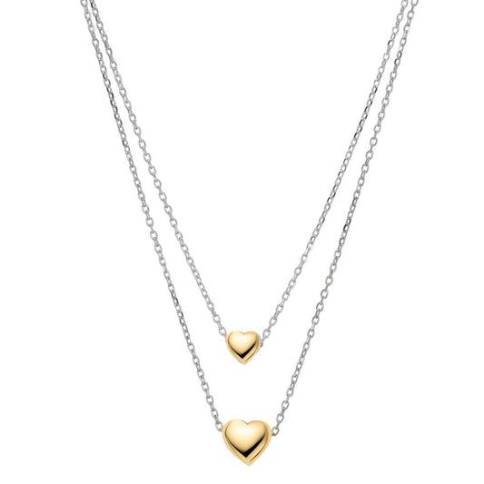 Collier Argent jaune Bicolore Coeur 40-45 cm