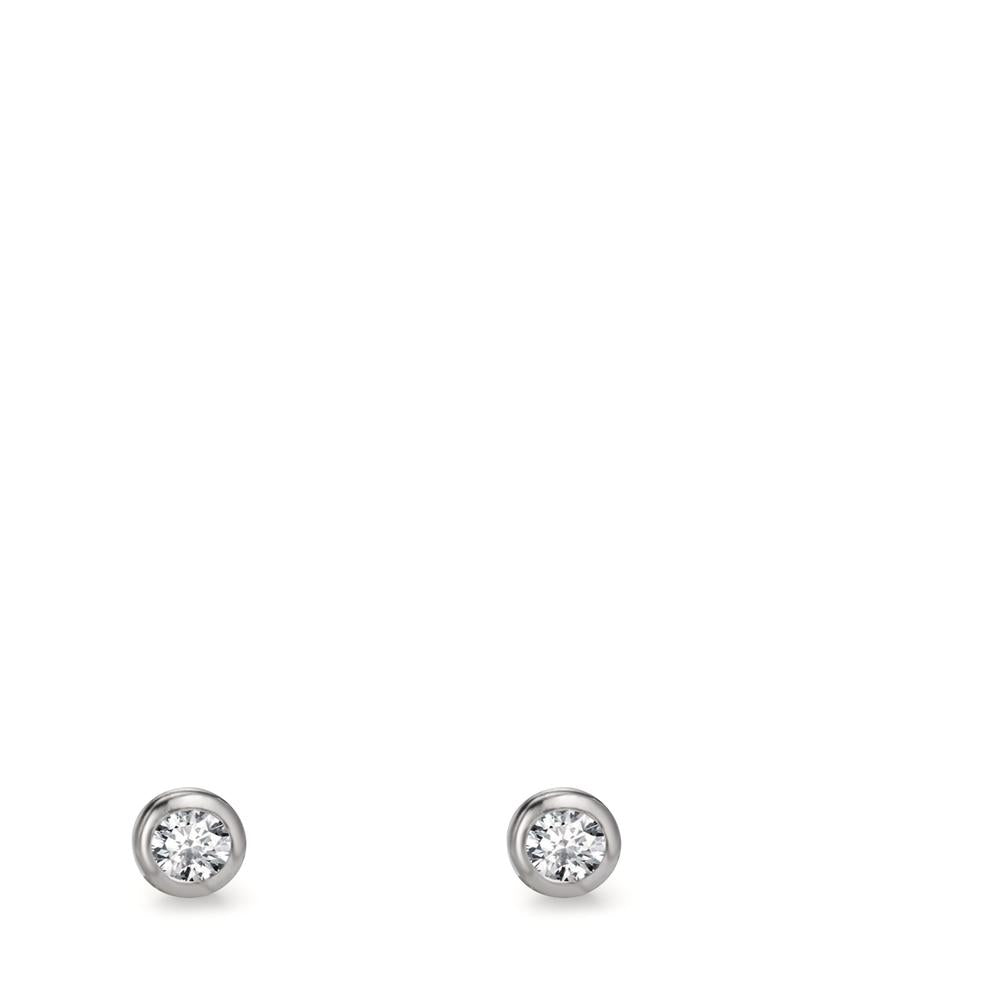 Clous d'oreilles Argent Zircone 2 Pierres Rhodié Ø3 mm