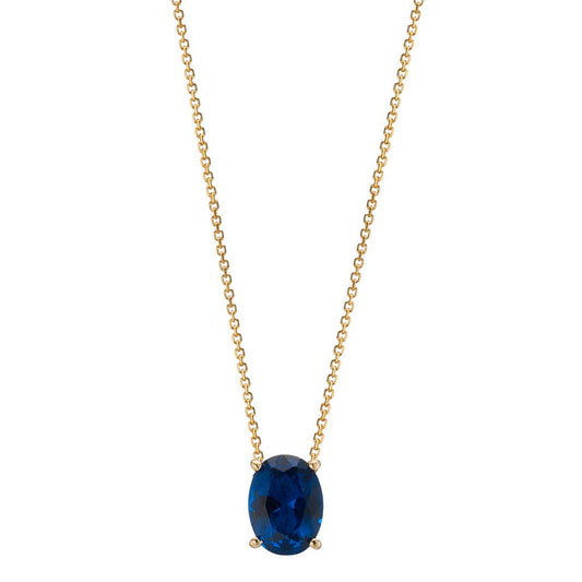 Collier Or jaune 14K Zircone bleu 39-42 cm