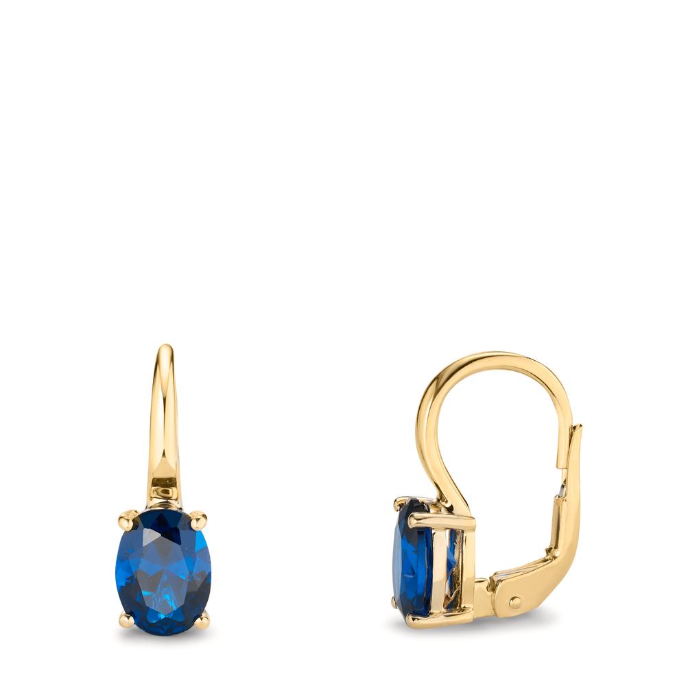 Pendientes Oro amarillo de 585/14 kt. Circonita azul, 2 piedras