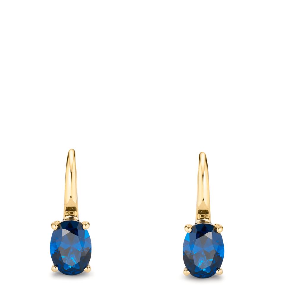 Pendientes Oro amarillo de 585/14 kt. Circonita azul, 2 piedras