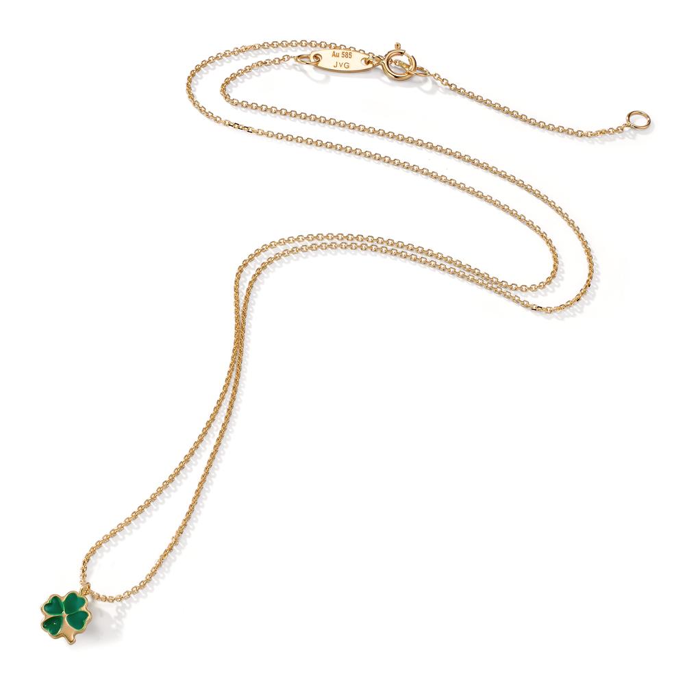 Collier Or jaune 14K Laqué Feuille de Trèfle 39-42 cm