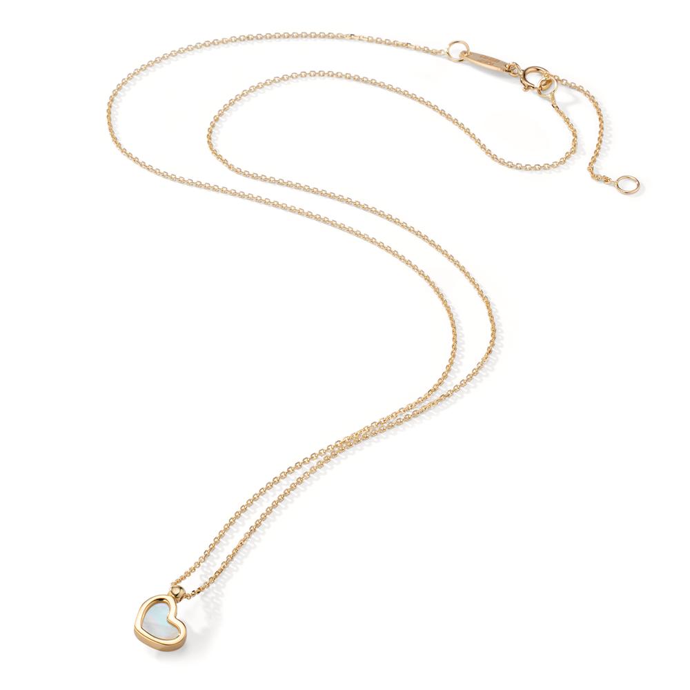 Collier Or jaune 14K nacre Coeur 39-42 cm