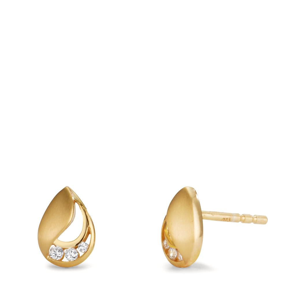 Stud earrings 9k Yellow Gold Zirconia 6 Stones