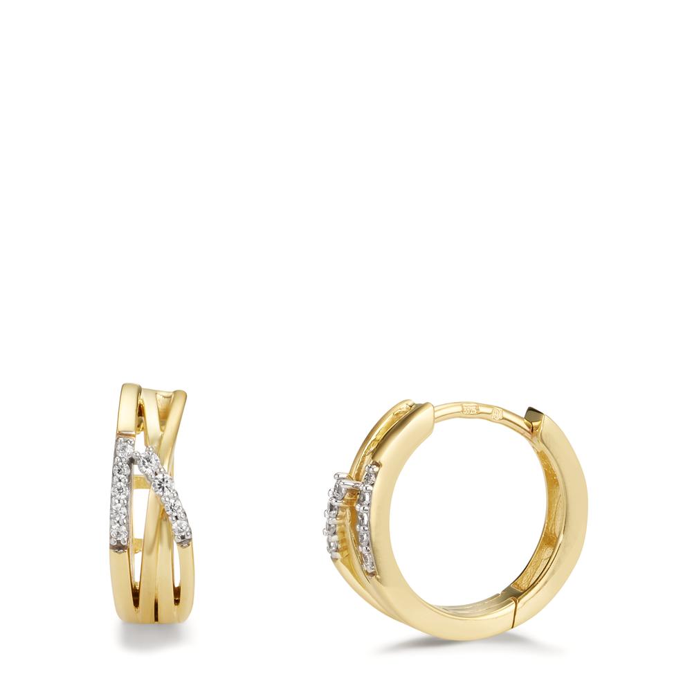 Hinged hoop 9k Yellow Gold Zirconia 18 Stones