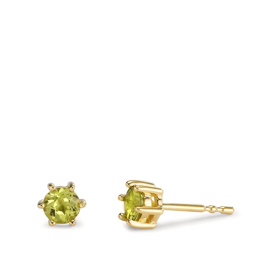 Pendientes Oro amarillo de 375/9K Peridoto 2 piedras Ø5 mm