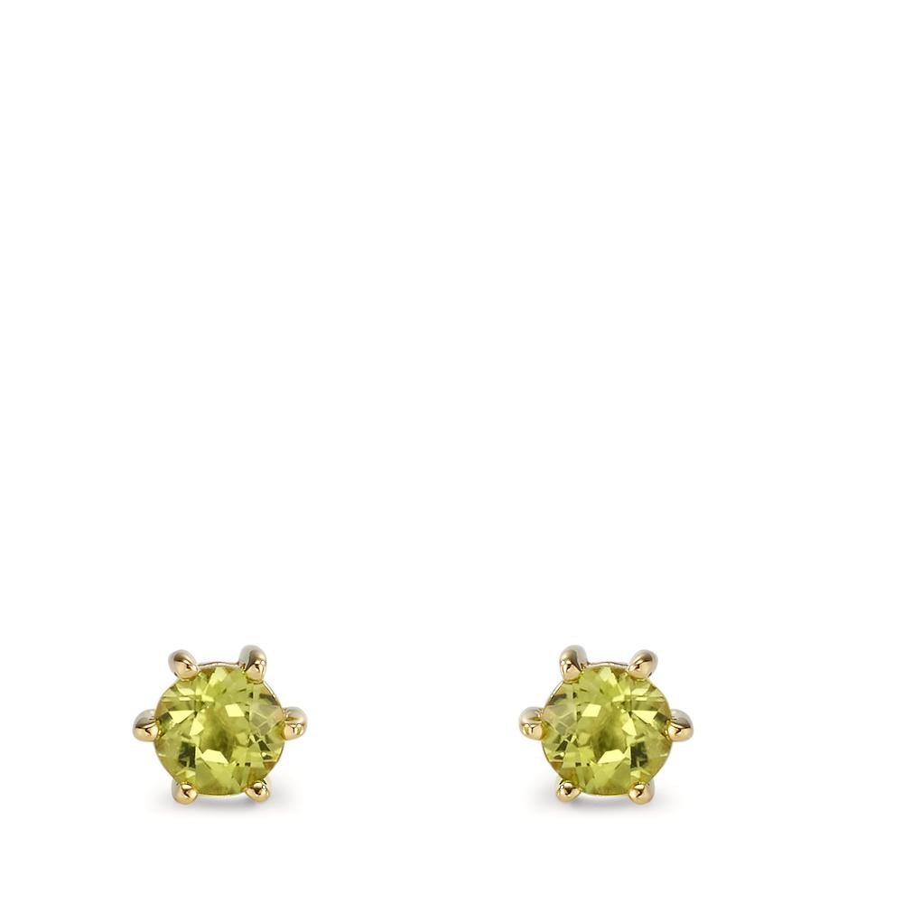 Pendientes Oro amarillo de 375/9K Peridoto 2 piedras Ø5 mm