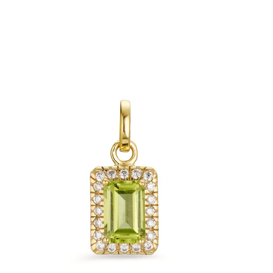 Anhänger 375/9 K Gelbgold Peridot, Zirkonia 20 Steine