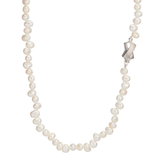 Collier Or blanc 18K perle d'eau douce 46 cm