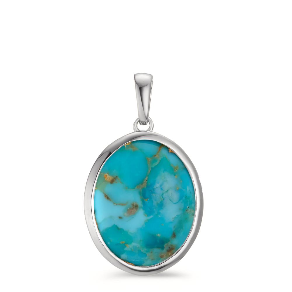 Pendentif Argent Turquoise Rhodié