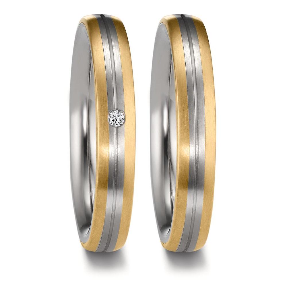 Wedding Ring Zirconium, 18k Yellow Gold