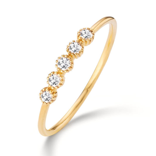 Fingerring 585/14 K Gelbgold Diamant 0.125 ct, 5 Steine, w-si