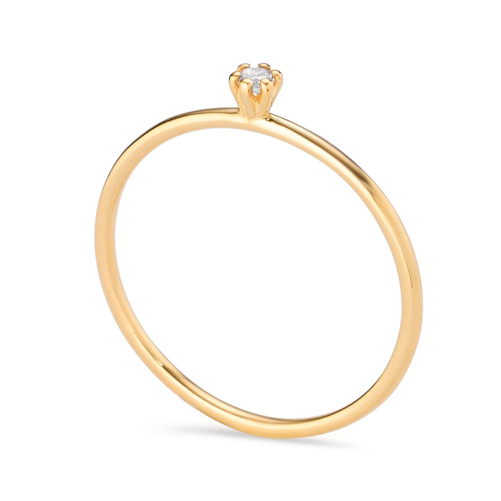 Solitär Ring 585/14 K Gelbgold Diamant 0.034 ct, w-si