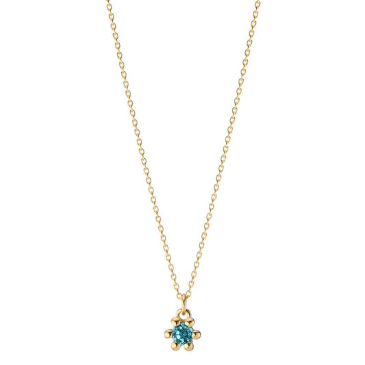 Collier Or jaune 14K Topaze London Blue 0.13 ct 39-42 cm