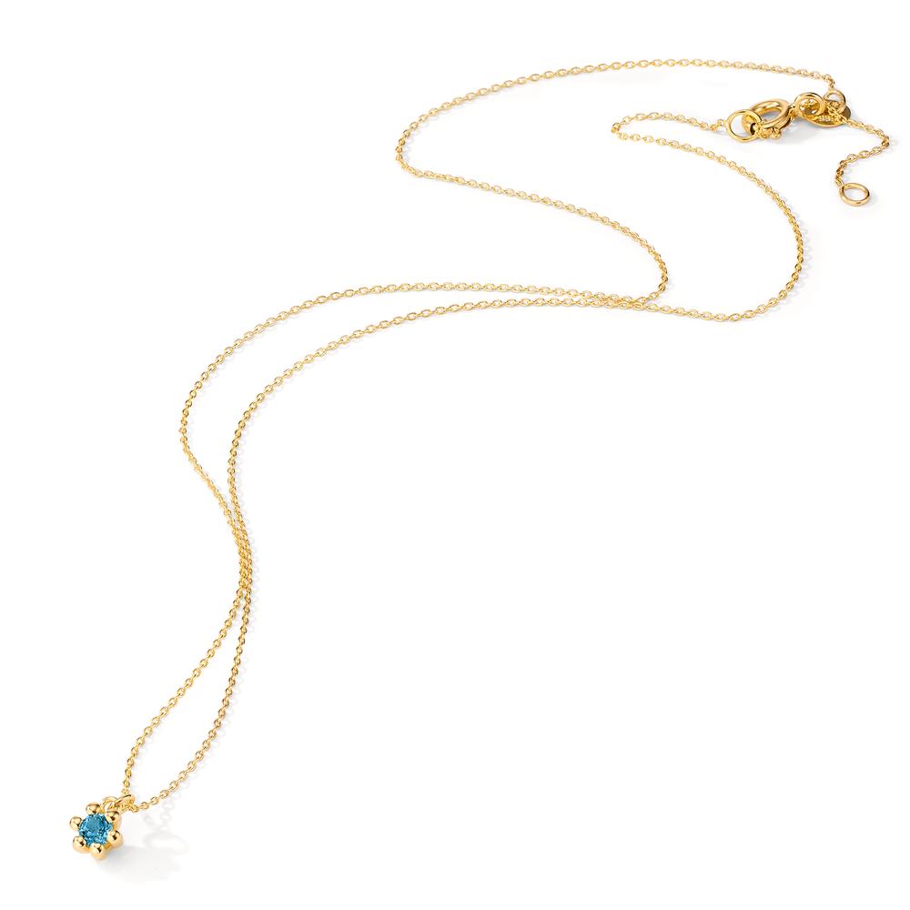 Collier Or jaune 14K Topaze London Blue 0.13 ct 39-42 cm