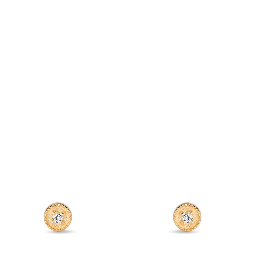 Clous d'oreilles Or jaune 14K Diamant 0.016 ct, 2 Pierres, w-si Ø3.5 mm