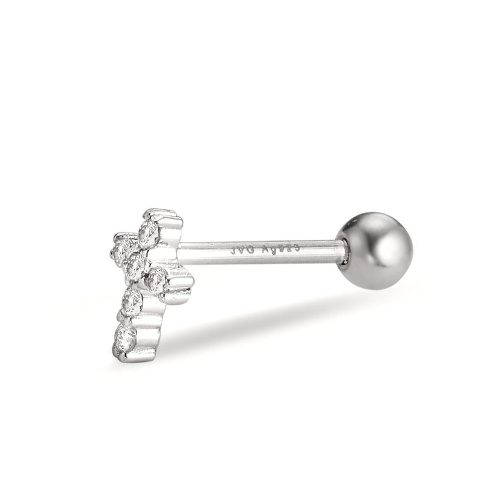 Piercing Silber Zirkonia 6 Steine rhodiniert Kreuz