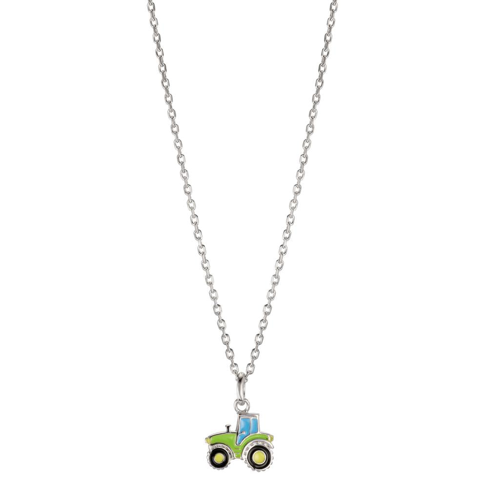Halskette mit Anhänger Silber rhodiniert Traktor verstellbar