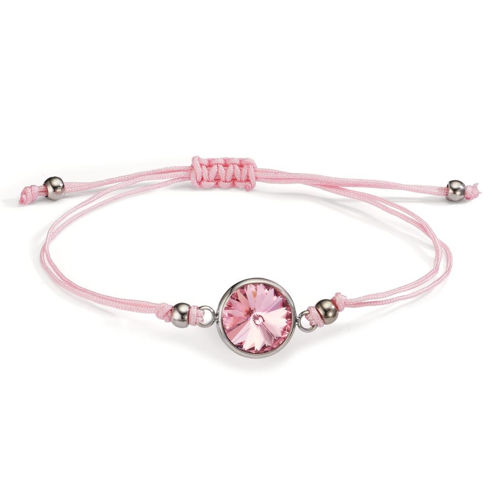 Armband Edelstahl, Textil Zirkonia rosa verstellbar