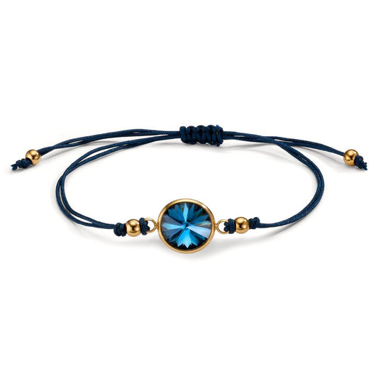 Bracelet Acier inoxydable, Tissu Zircone bleu saphir jaune PVD 14-21 cm