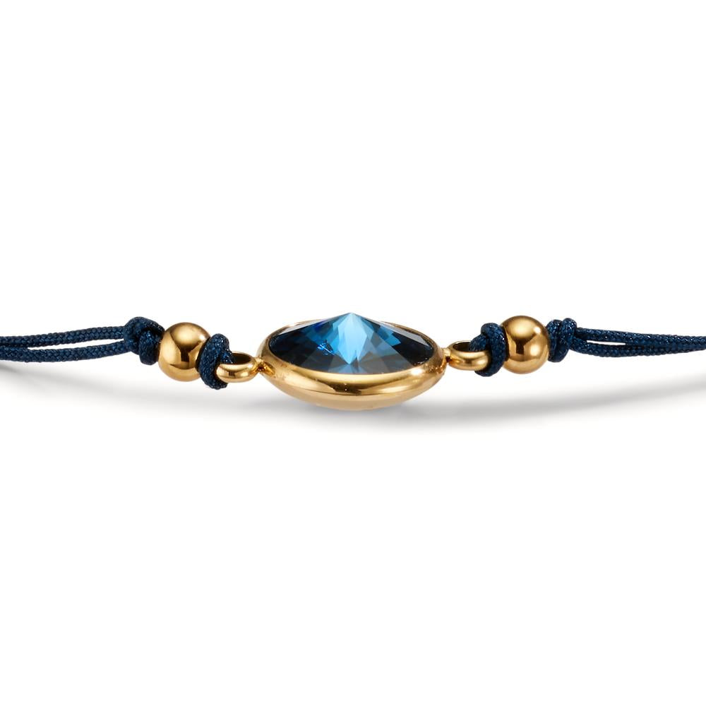 Bracelet Acier inoxydable, Tissu Zircone bleu saphir jaune PVD 14-21 cm