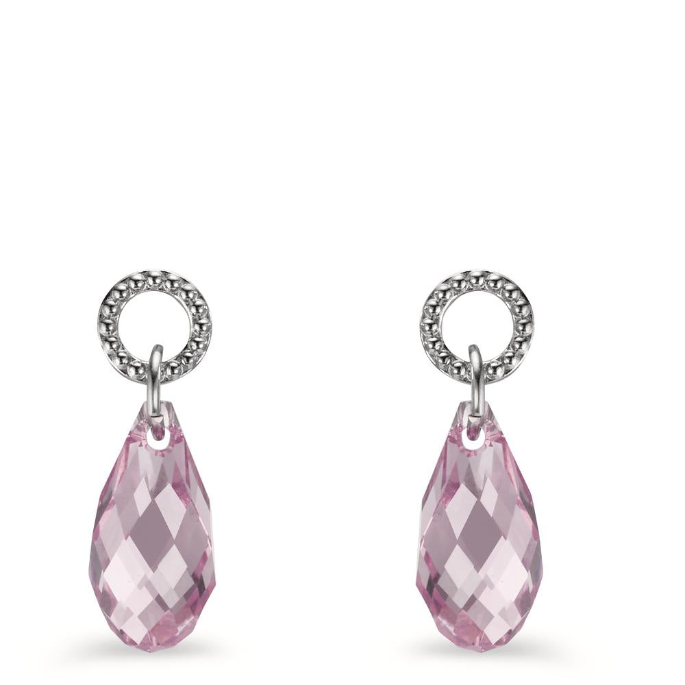 Drop Earrings Stainless steel Zirconia Purple, 2 Stones