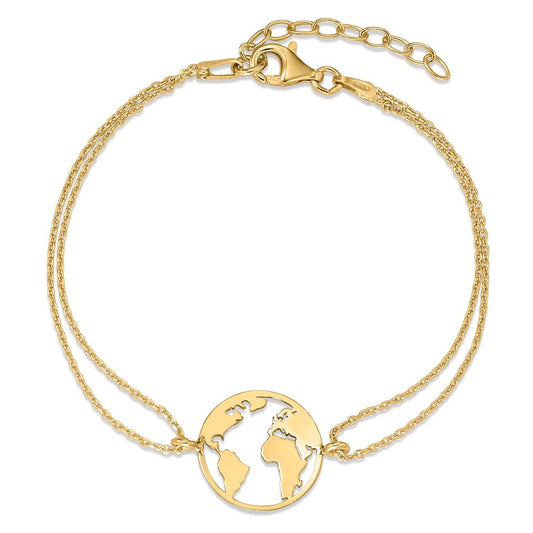 Bracelet Argent jaune Plaqué or Globe 16-19 cm