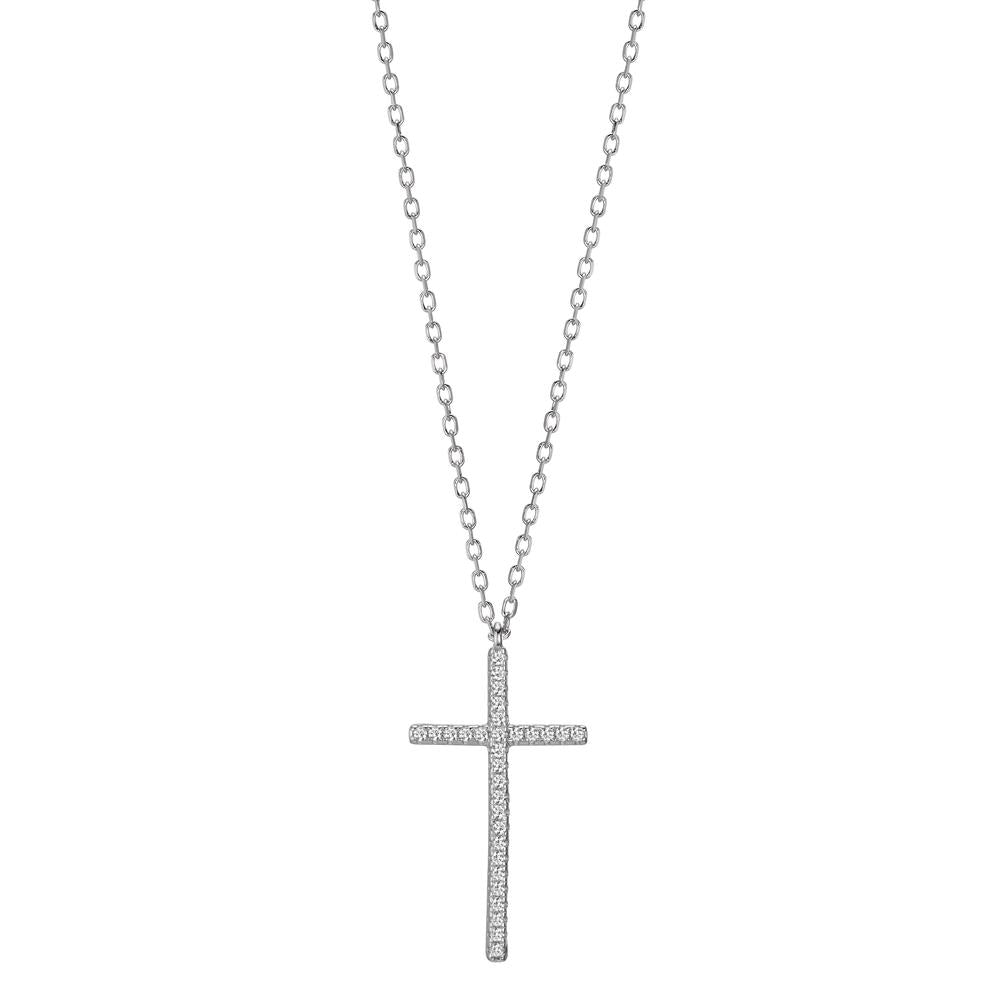 Collier Silber rhodiniert Kreuz verstellbar