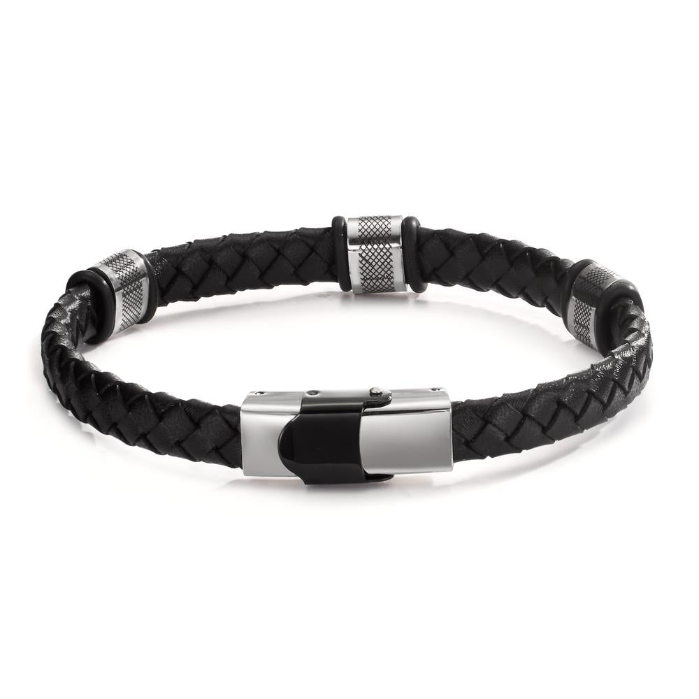 Armband Edelstahl, Leder, Kautschuk schwarz IP beschichtet