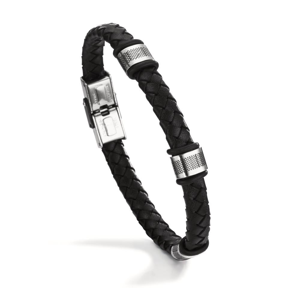 Armband Edelstahl, Leder, Kautschuk schwarz IP beschichtet