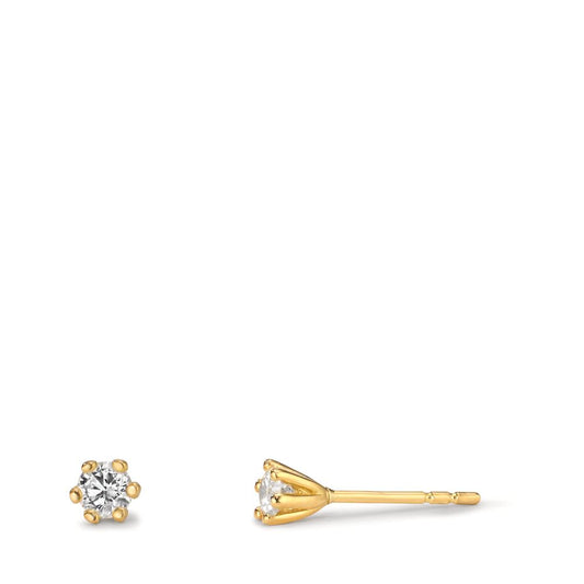 Stud earrings 18k Yellow Gold Lab-grown Diamond 0.18 ct, 2 Stones, w-si Ø3.5 mm