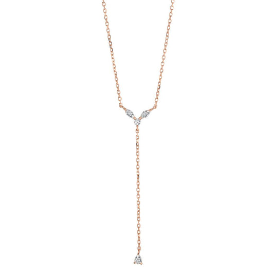 Y-Collier Silber Zirkonia 4 Steine rosé vergoldet verstellbar