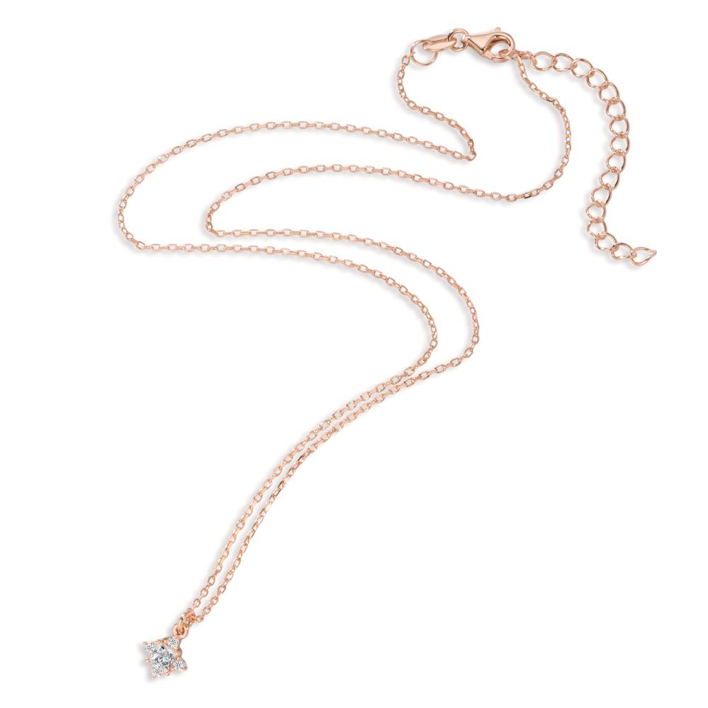 Collier Argent Zircone 5 Pierres rosé Plaqué or 40-45 cm