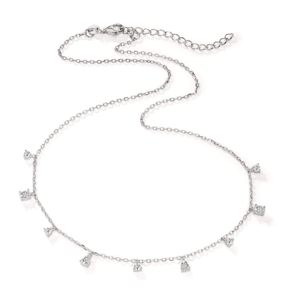 Collier Argent Zircone 9 Pierres Rhodié 40-45 cm