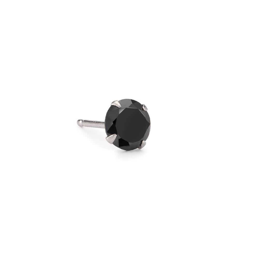 Ohrstecker 1 Stk Silber Zirkonia schwarz Ø8 mm