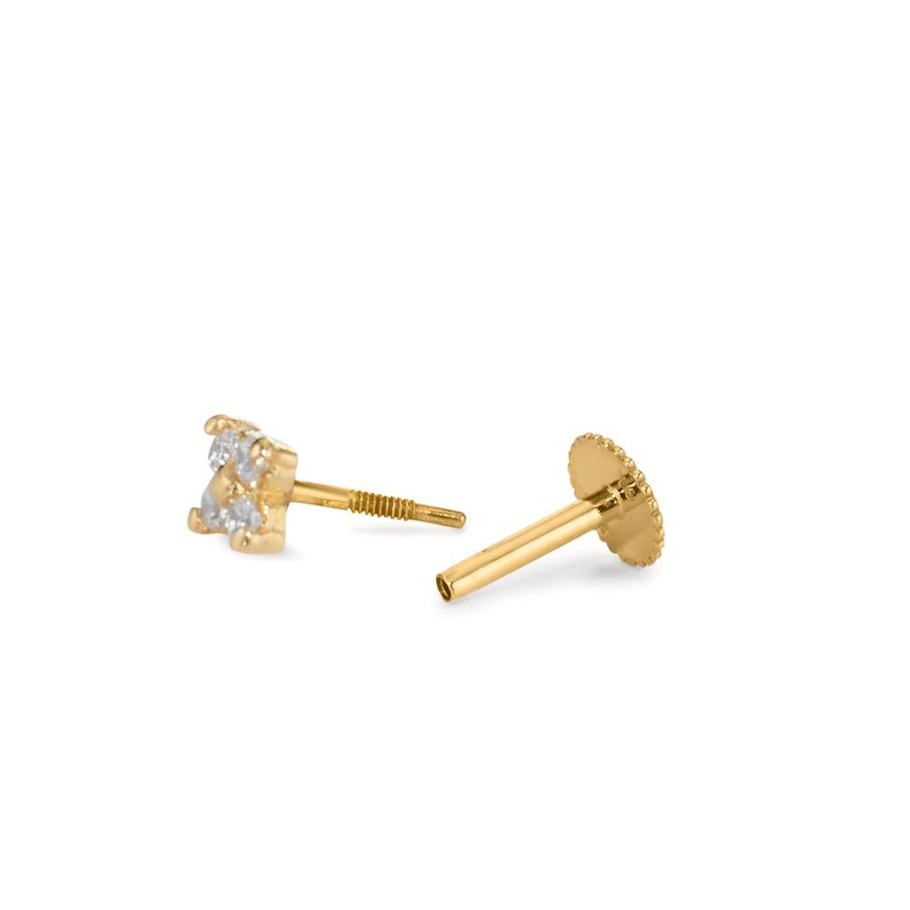 Piercing 9k Yellow Gold Zirconia 4 Stones Ø2.7 mm