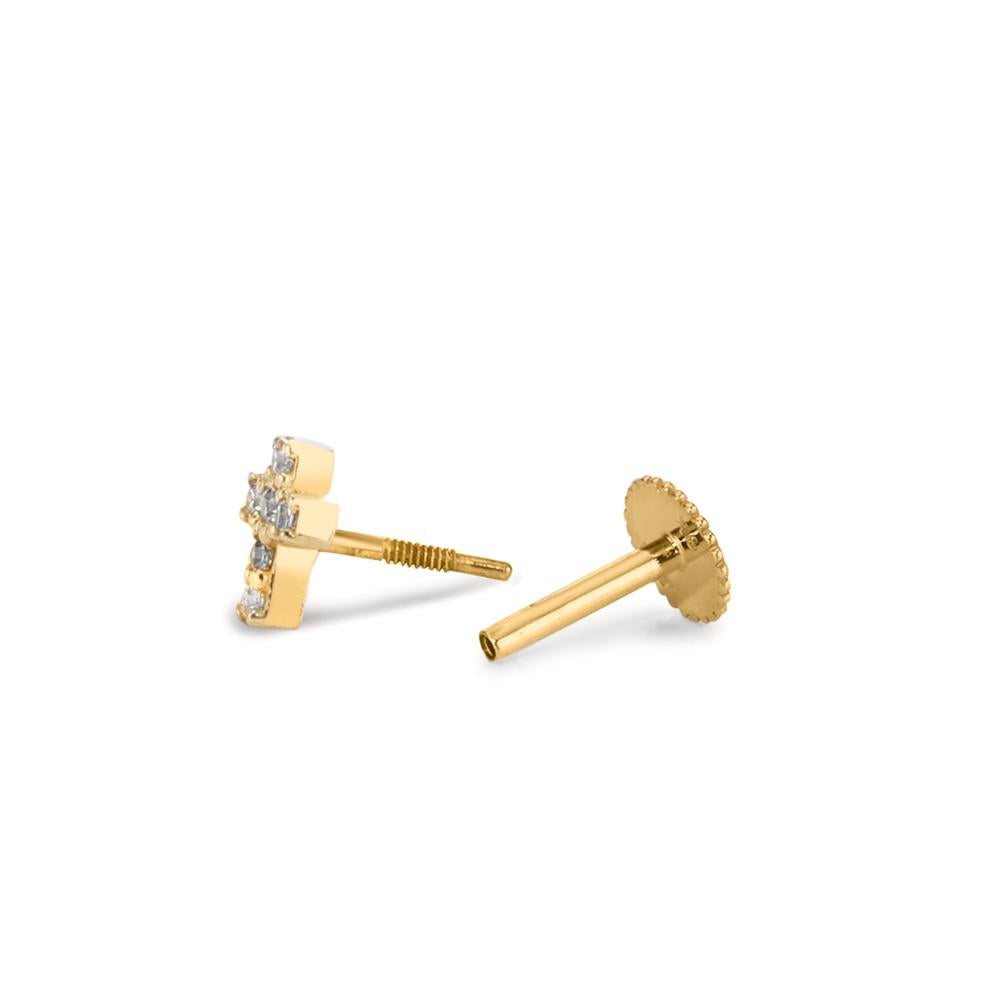 Piercing 9k Yellow Gold Zirconia 6 Stones Cross