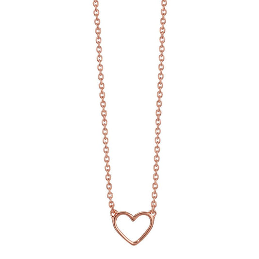 Collier Argent rosé Plaqué or Coeur 36-42 cm