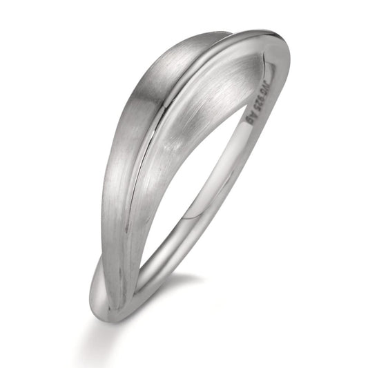 Fingerring Silber rhodiniert Blatt