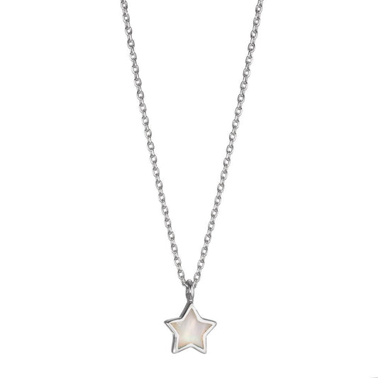 Collar Plata Rodio plateado Madre perla estrella 40-42 cm Ø7.5 mm