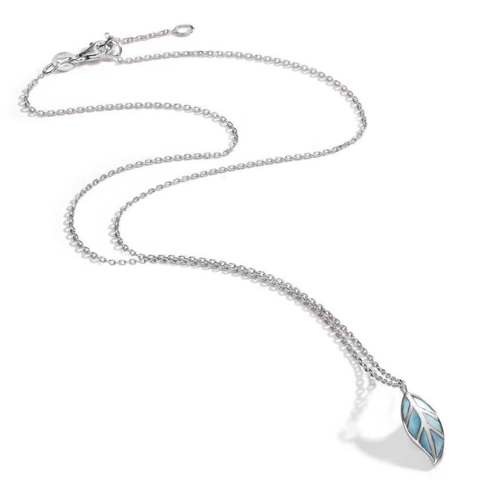 Collier Argent Rhodié nacre Feuille 40-42 cm