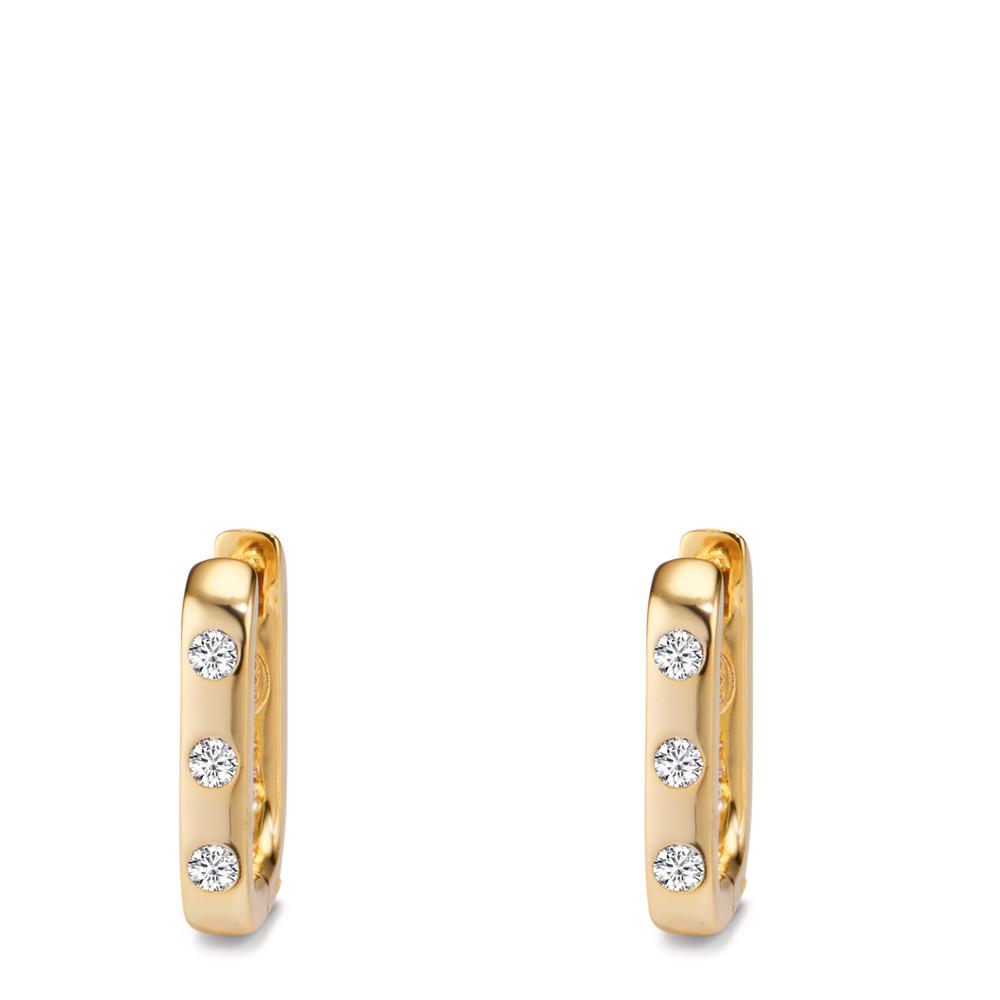 Hinged hoop Silver Zirconia 6 Stones Yellow Gold plated