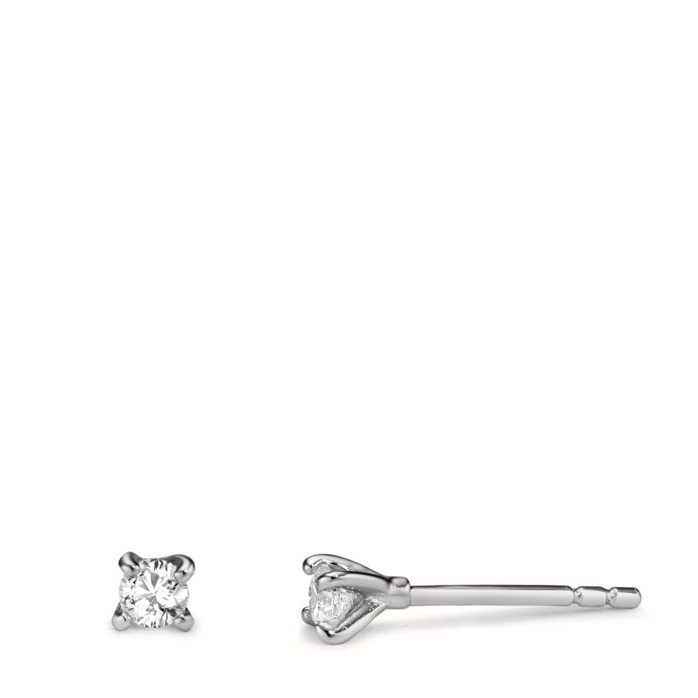 Stud earrings Silver Zirconia Rhodium plated Ø3.5 mm