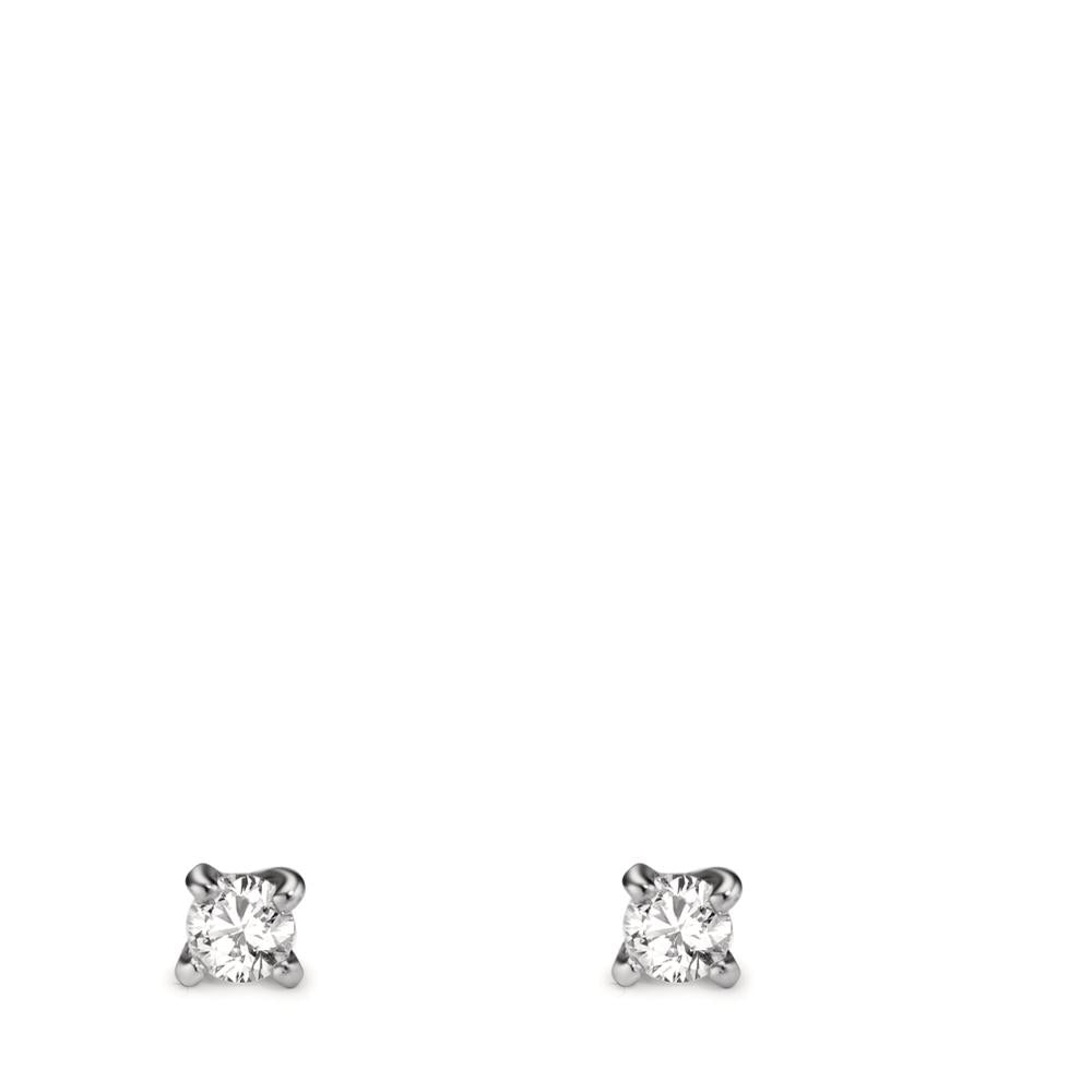 Stud earrings Silver Zirconia Rhodium plated Ø3.5 mm